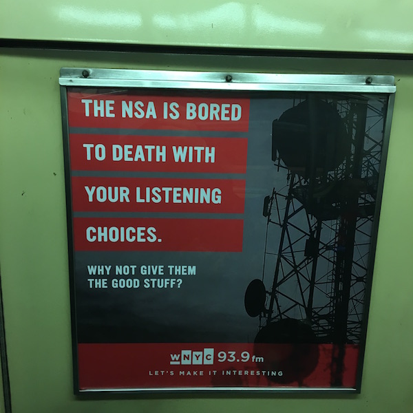 Public radio marketing campaign on NYC L train